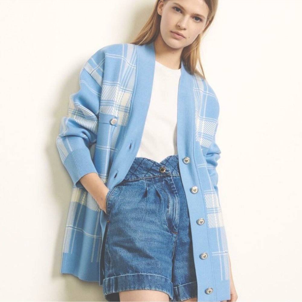Sandro Blue Jeck Knitted Cardigan